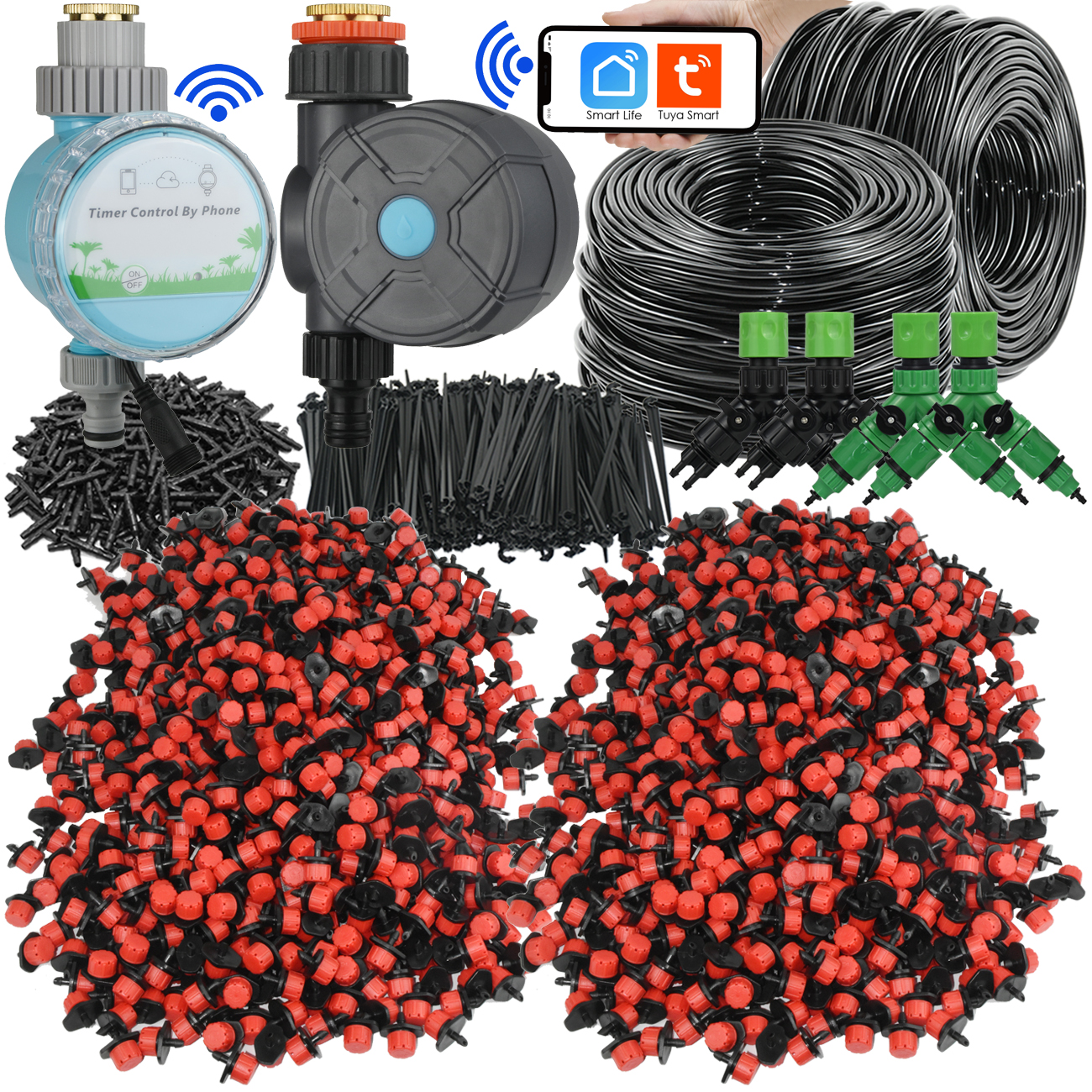 Kit automático de rega de jardim KESLA conta-gotas micro irrigação por gotejamento, bricolage para vaso, gramado, legumes, estufa, 5-50m