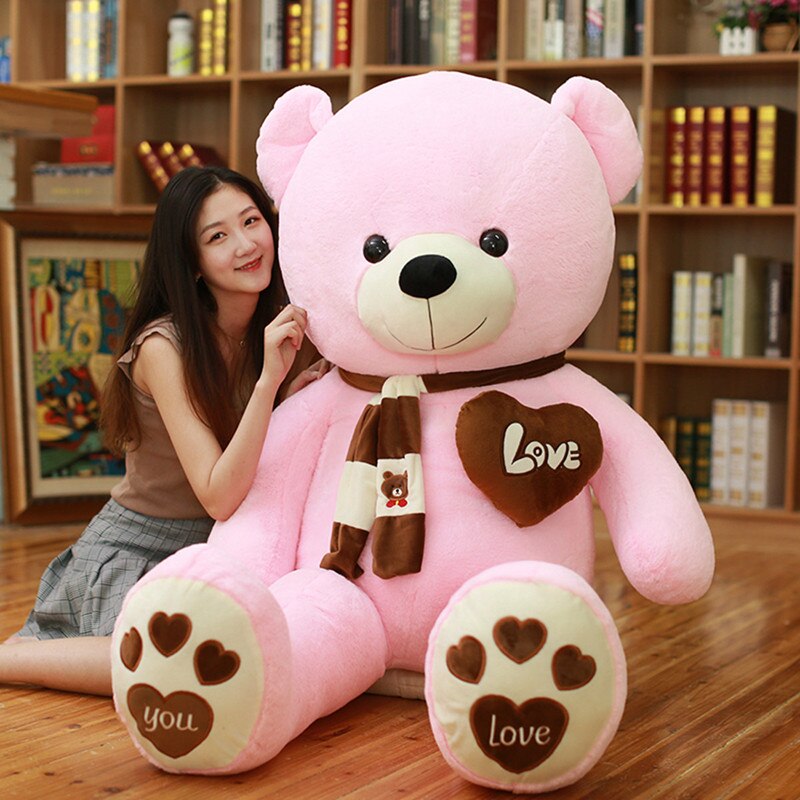 100-180Cm 4 Kleuren Teddybeer Huid Met Sjaal Opgevulde Dieren Beer Pluchen Speelgoed Teddybeer Pop Cover liefhebbers Verjaardag Baby Cadeau