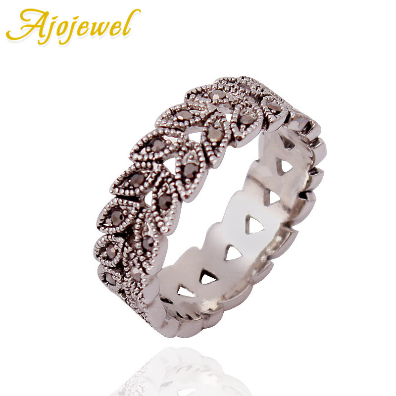 Jojewel plant statement strass folha anéis para mulher nova moda vintage antigo jóias