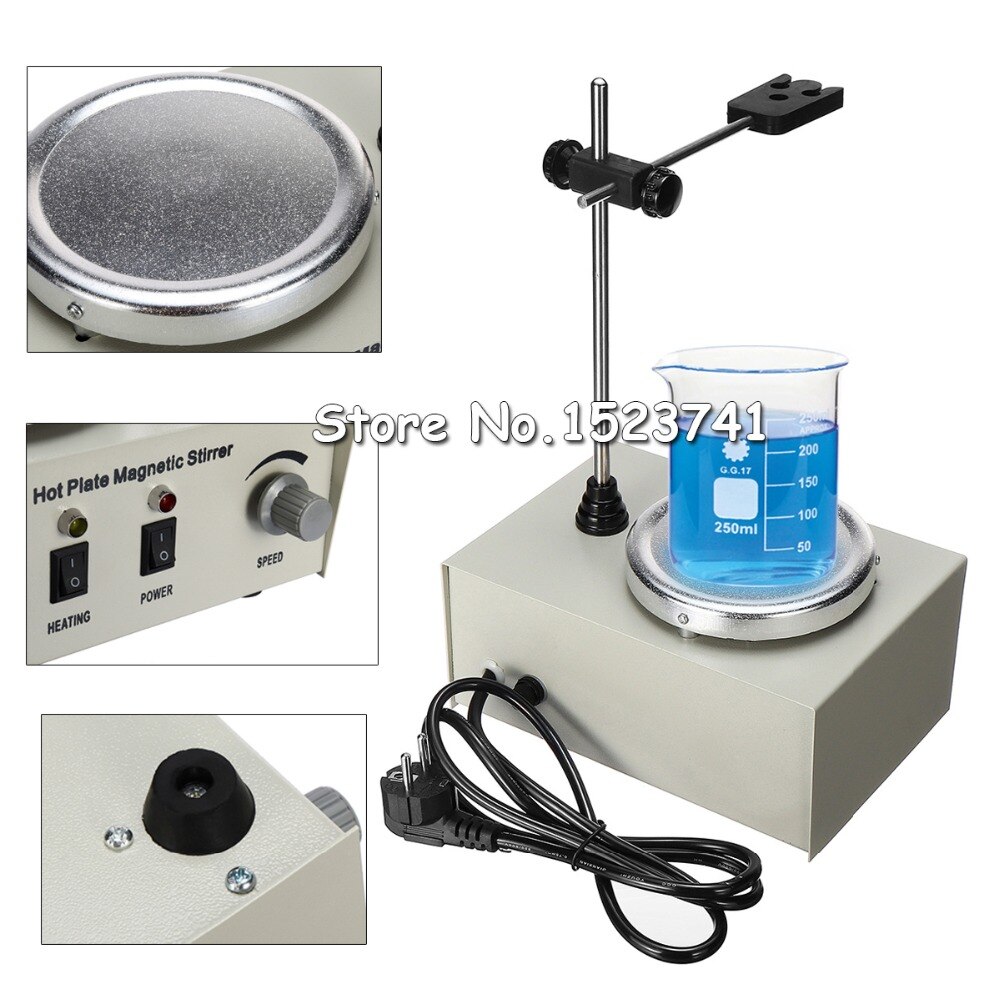 79-1 110/220V 250W 1000ml Plate Magnetic Stirrer Lab Heating Dual Control Mixer US/AU/EU No Noise/Vibration Fuses Protection