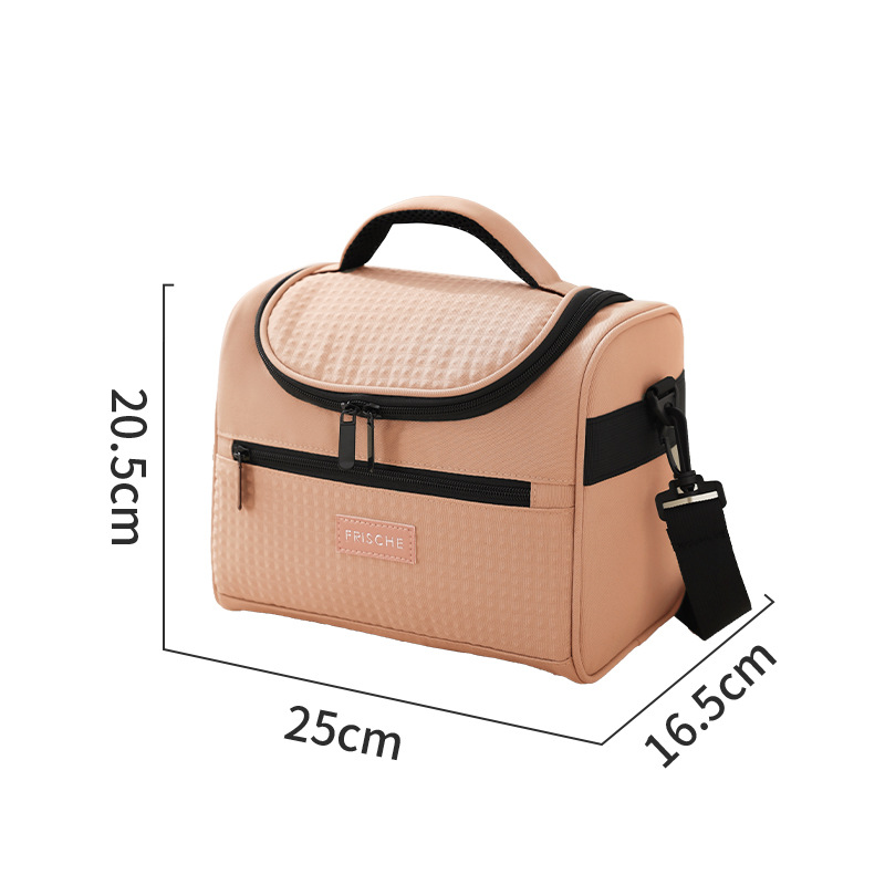 Tote Cooler Lunch Bags Portable Outdoor Picnic Office School Insulation Bag with Shoulder Strap: Beige
