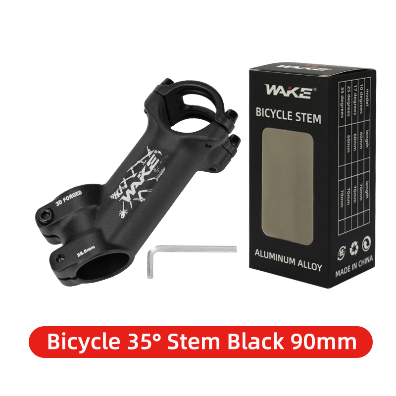WAKE-vástago ultraligero para bicicleta de montaña y carretera, potencia de 25, 35 grados, 31,8mm, 60/70/80/90/100/110mm: Negro