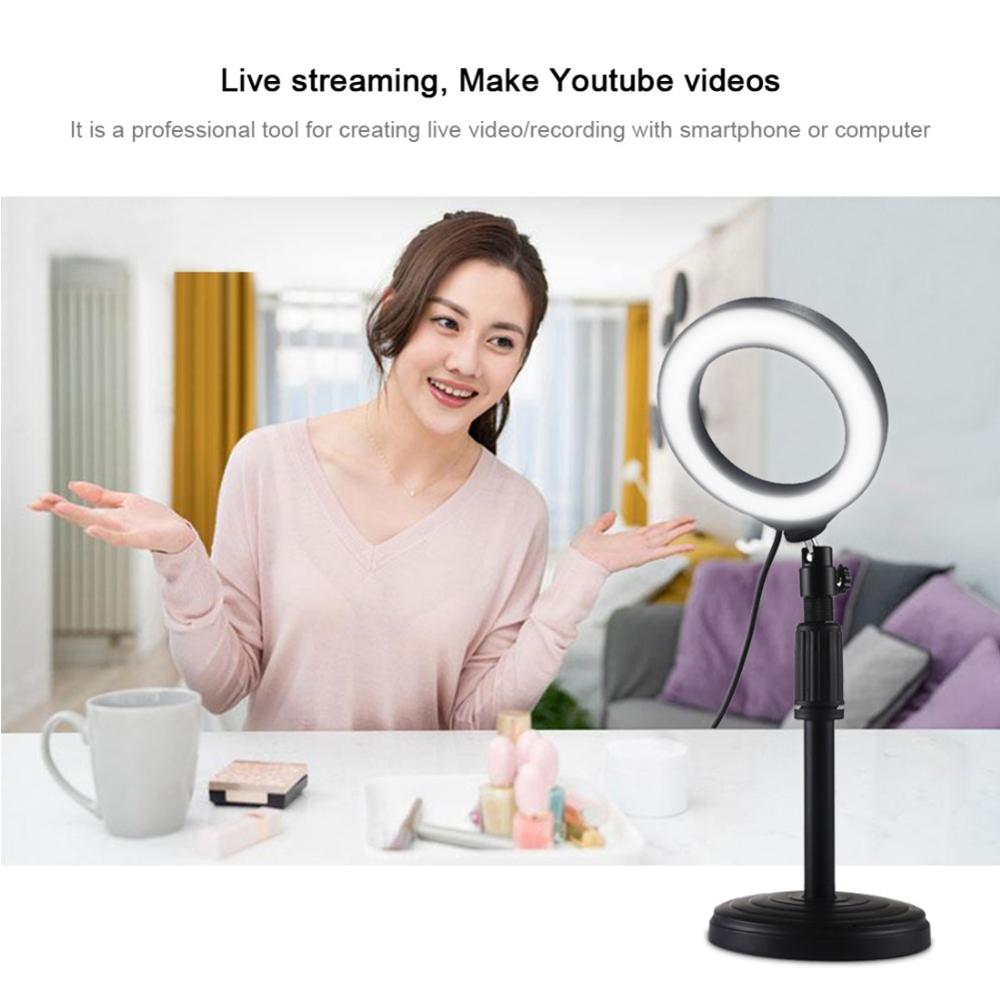 6/10 pollici A LED Selfie Anello di Luce foto per Live/Riprese Video Dimmable youtube con Supporto Da Tavolo 3000-5000K Trucco Luce di Riempimento