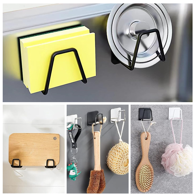 Sponges Holder Kitchen Sink Drain Basket Drain Cleaning Brush Hook Sponge Storage Rack Wall Hooks Accessories Home Organizer