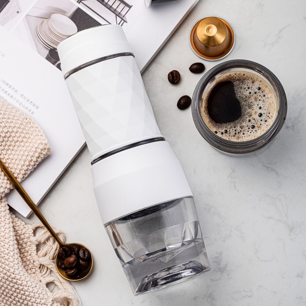 Mini espresso koffiezetapparaat, handmatig, draagbaar, handpers, koffiekopje, koffiepoeder/capsule, dubbel gebruik voor buiten, reiskeuken