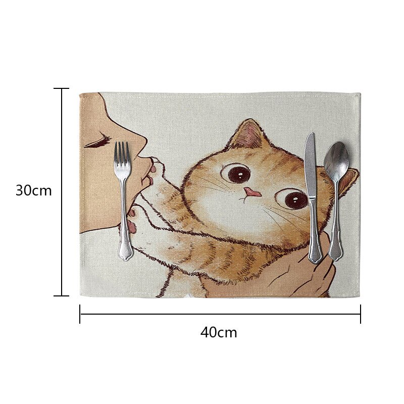 European style cute cat table mat cat style heat-proof mat placemat plate and bowl mat pot mat heat-proof mat