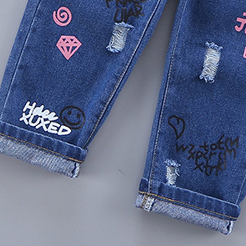 Filles enfants jean nouvelle bébé fille Denim pantalon enfant en bas âge dessin animé motif Leggings enfants tenues pour 2 6 ans