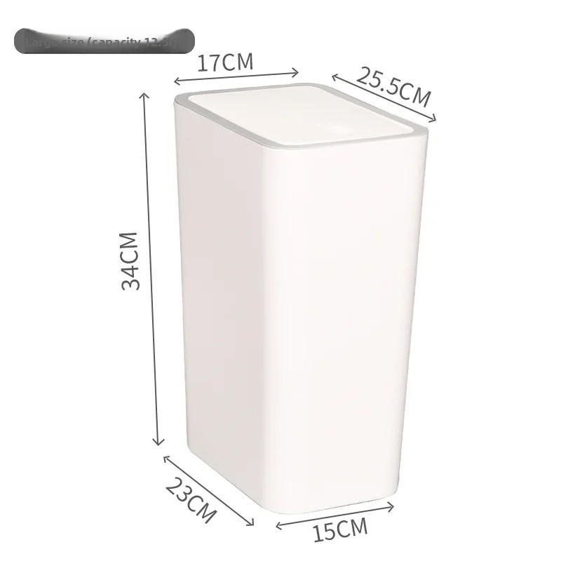 Large Capacity Kitchen Bathroom Trash Can Press Type for Home Use with Lid Toilet Hand Free Garbage Can Living Room: black / 10L