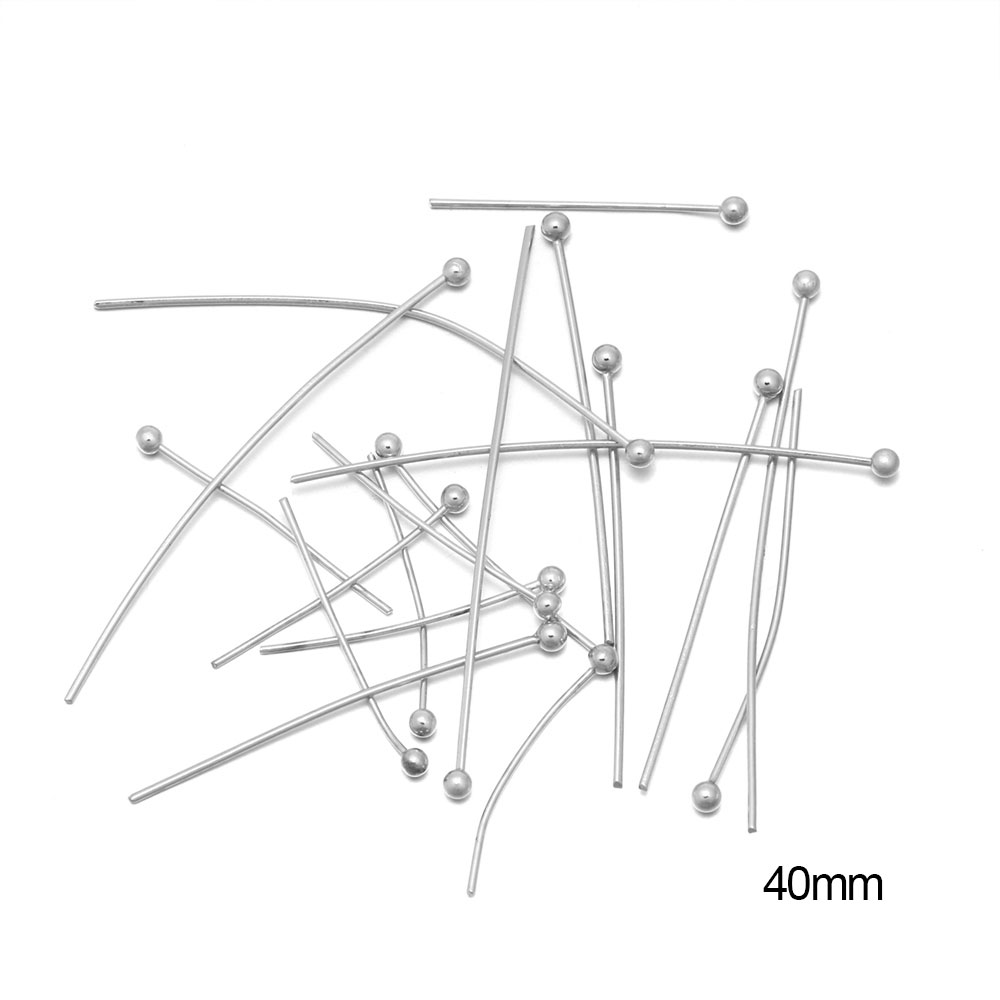100/50 Uds. Cabezas de acero inoxidable, alfiler de cabeza plana, alfileres de cabeza de bola de Color dorado para accesorios de joyería DIY: Azul cielo