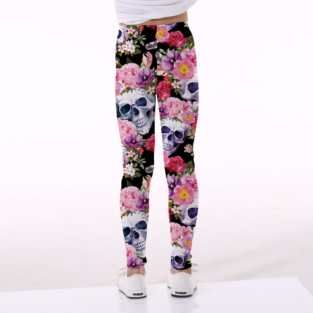 Décontracté Enfants Pantalon de Sport Halloween Crâne Floral Impression Droite Enfants Leggings 5 Modèles
