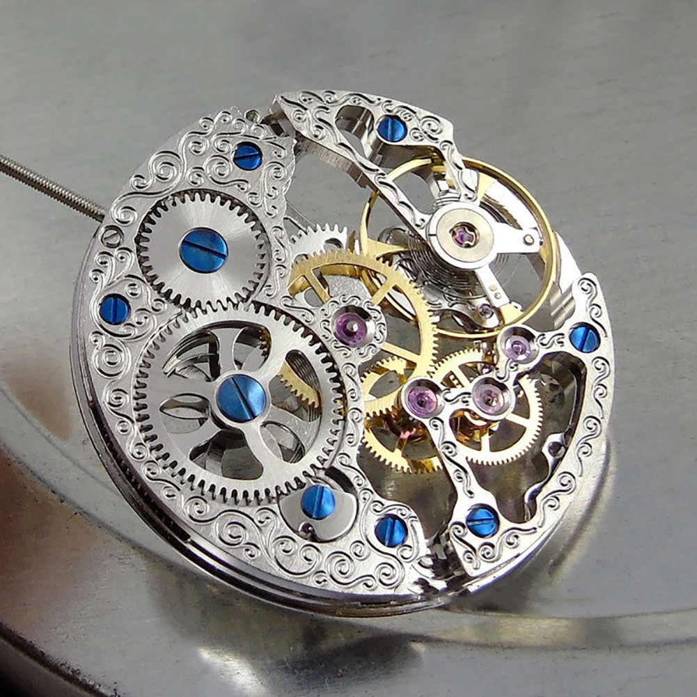 17 juwelen Zilver Aziatische Volledige Skeleton Hand-Kronkelende Beweging Vervanging Duurzaam Voor ETA 6497 Horloge beweging Repair Tool Onderdelen