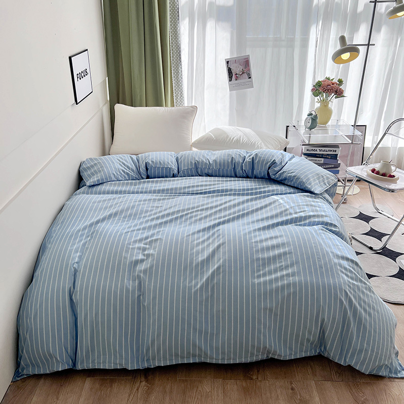Streep Dekbedovertrek 150X200 Eenvoudige Stijl Dekbed Covers Queen Size Housse De Couette Huidvriendelijk Thuis Beddengoed (Geen Kussensloop: King / Blauw