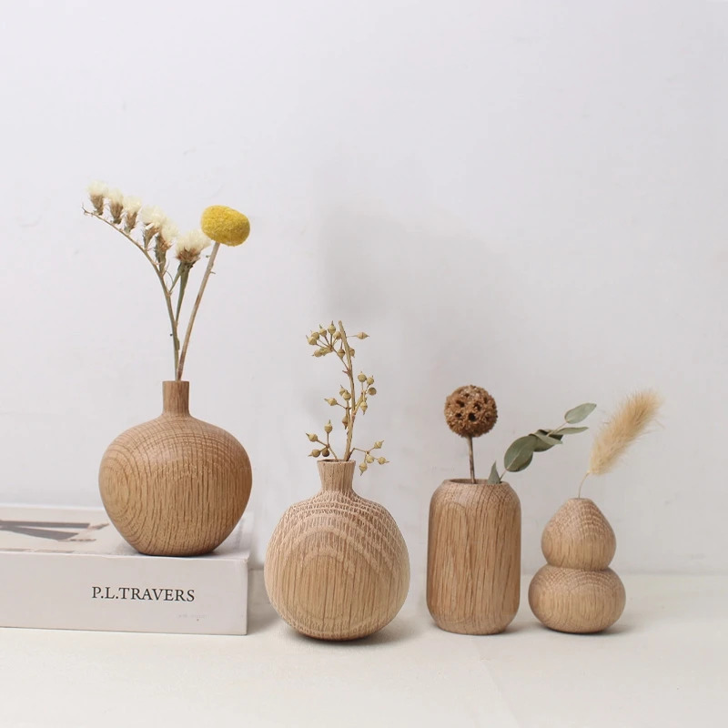 Japansk trævase til blomster boligindretning dekorative blomster vase stuedekoration kontor skrivebord blomster flaskeornament