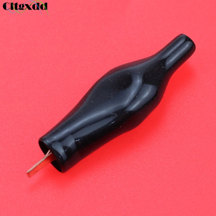 Cltgxdd 1PCS Alligator Clip 5A Flat Mouth No Tooth Pure Copper Test Crocodile Clamp 28mm Flat Probe Conducting Clamp: Black