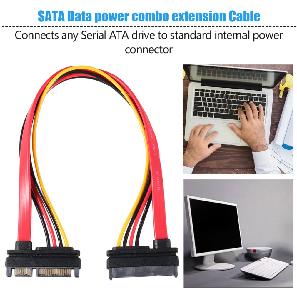 SATA 22 Pin Male To Female Sata Extension Cable SATA 3 III 22 Pin Male to Female 7+15 Pin SATA Data Power Combo Extension Ca