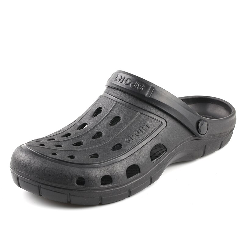 Sabots homme sandale pantoufles chaussures de jardin antidérapant été chaussures d'eau sans lacet pour plage piscine salle de bain léger respirant: black / 41