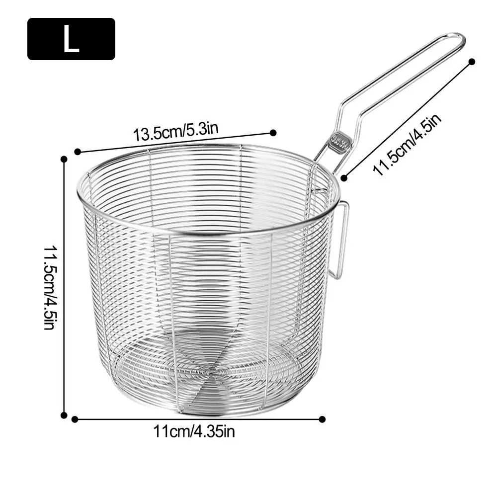 Mini Deep Frying Basket with Handle 304 Stainless Steel Strainer Mesh Chip Filter Fryer Chip Serving for Dumplings French Fries: Red