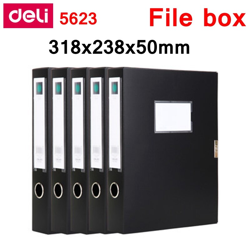 5PCS/LOT Deli 5622 5623 A4 file box documents box file case with Plush clasp 35mm 50mm Color blue & black
