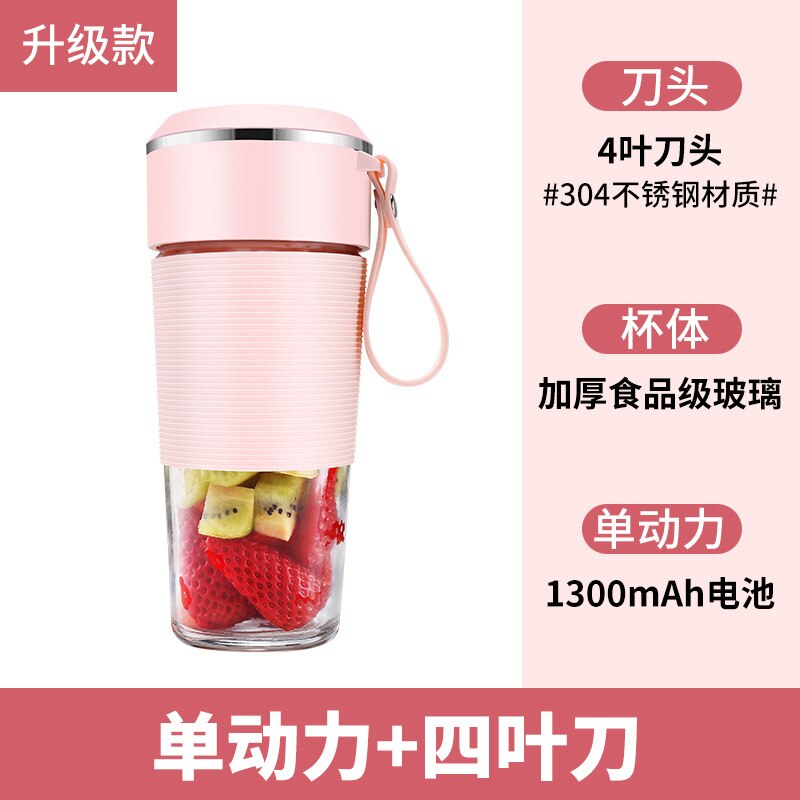 Electric Mixer Fruit Vegetables Blenders Cup Portable Blender USB Charging Food Processor Electric Kitchen Nutribullet Blender: Pink