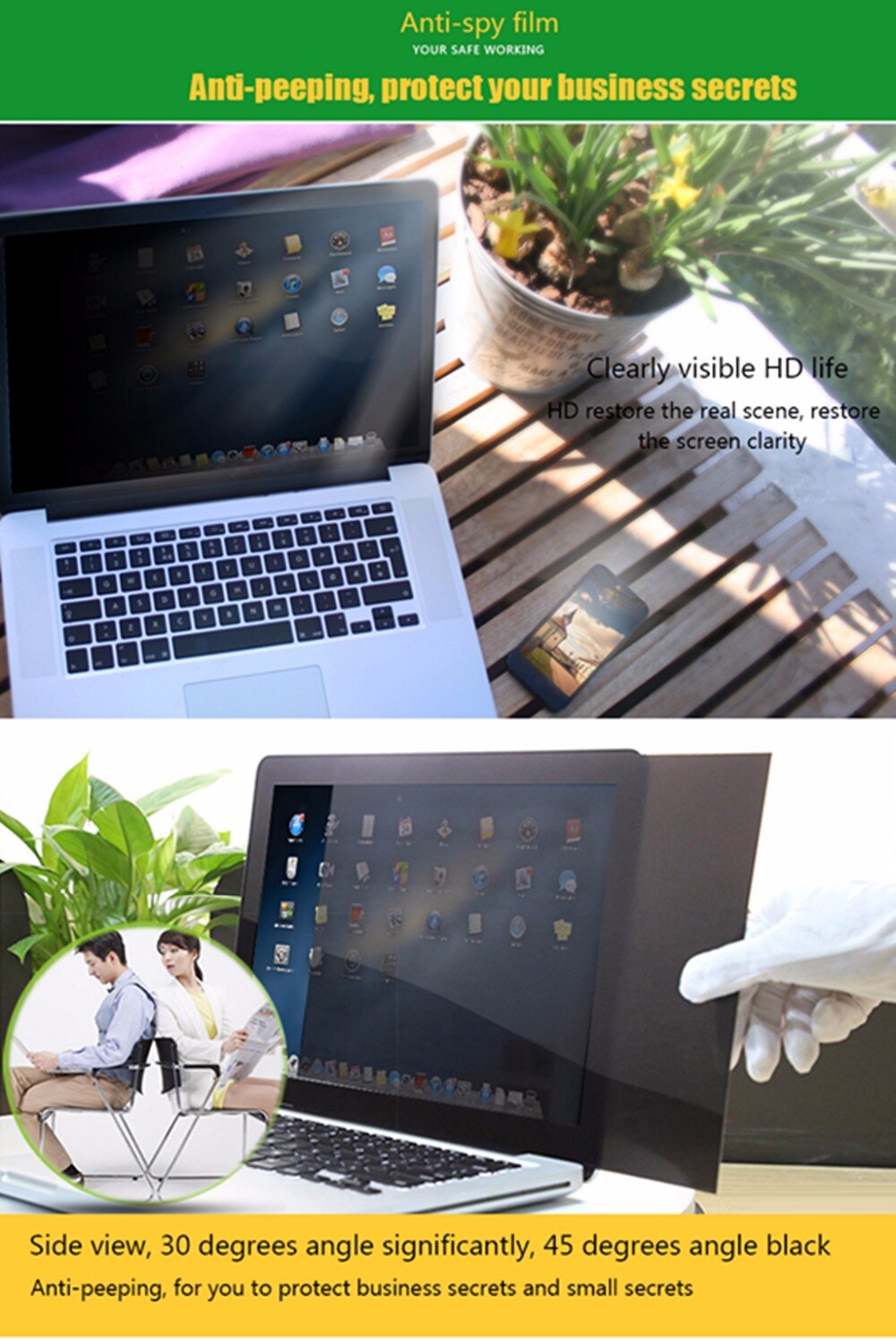 12.1 tommer privatlivsfilter anti-refleks skærm beskyttende film, szegychx til notebook 4:3 bærbar computer 24.6cm*18.5cm