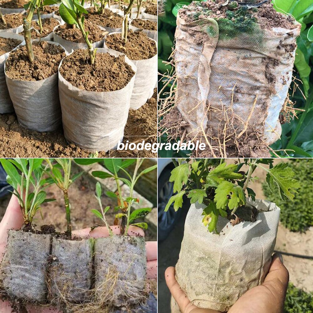100 pces plântula crescer sacos bolsa de tecido para plantas biodegradáveis berçário potes eco-friendly aeração bolso sementes de flores começando