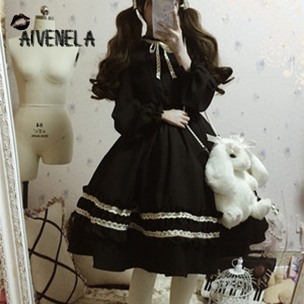 Lolita-vestido gótico Estilo Vintage para mujer, vestido de Retro con volantes, estilo victoriano, AFC849