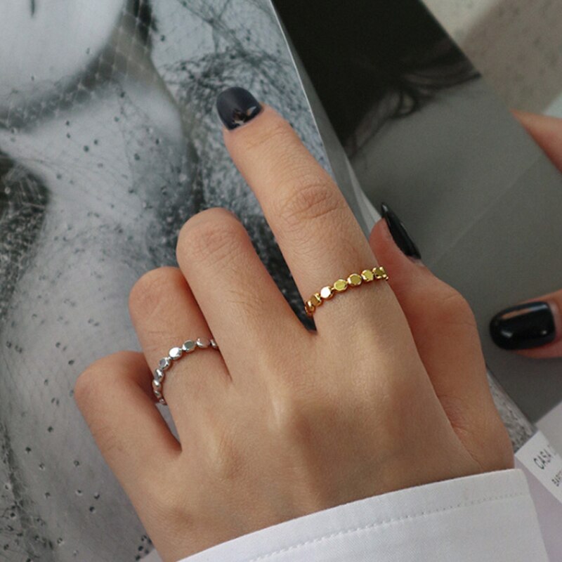 F.I.N.S Minimalist Fine Jewelry Geometric Flat Round Beads S925 Sterling Silver Ring Simple Stackable Silver Finger Ring 925