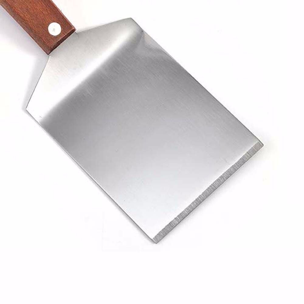Stainless Steel Spatula with Wood Handle Small Square Spatula Kitchen Cooking Baking Scraper Turner