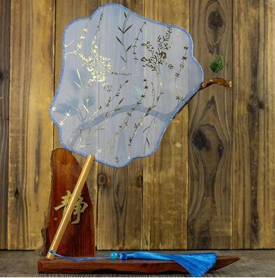 Groep Fan Bruiloft Gunsten En Boeket Chinese Bruid Draak Toga Kleding Cheongsam Rode Ronde Groep Fan Vintage: A4 blue gold