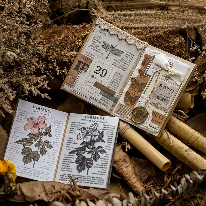 Retro Plants Specimens Background Stamp Journal Butterfly Rubber Stamp for scrapbooking stationery DIY craft standard stamp