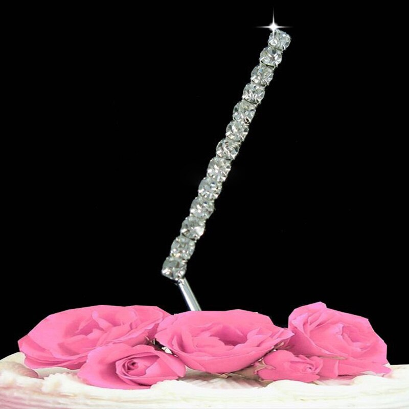 Nubmer 0 ~ 9 Verjaardag Cake Topper Rhinestone Crystal Diamond Flash Huwelijk Anniversary Silver