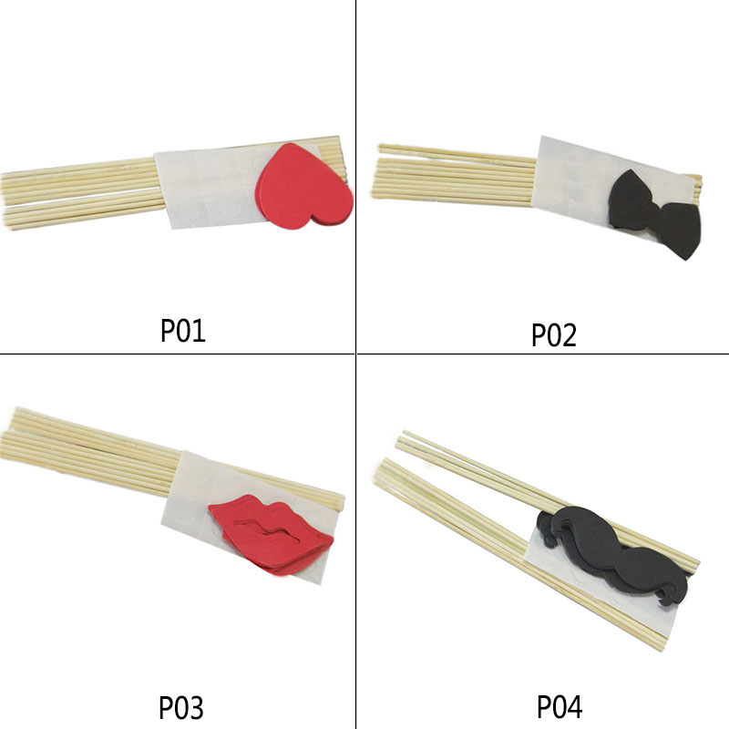 10Pcs Photo Booth Props DIY Mustache Lip Heart Photobooth Party Accessories Bridal Shower Event Supplies Fun Wedding Decoration