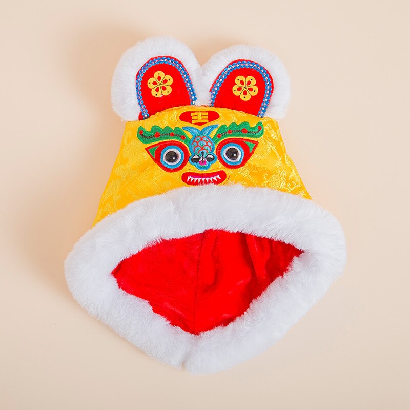 Traditional Chinese Year Costume For Kids Tang Suit Hanfu Spring Festival Newborn Baby Clothing Set Infant Boy Girl: yellow hat / 0-8years old