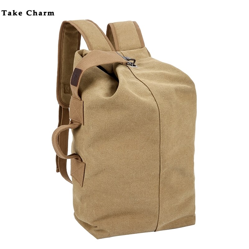 Basketbal Rugzak Mannen Casual Sport Grote Capaciteit Fitness Rugzak Duurzaam Canvas Outdoor Camping Bagage Tas Kaki Bruin