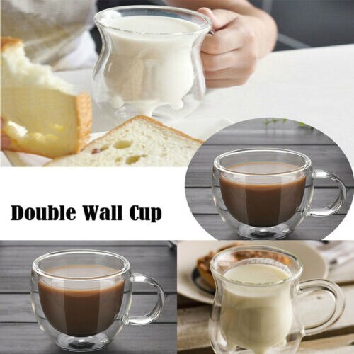 Double Wall Transparent Glass Mug Cup Insulate Home Office Tea Cup 150/250ML