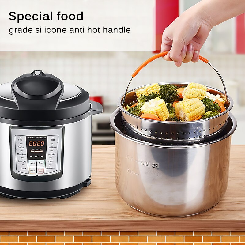 Stainless Steel Rice Cooker Steam Basket Pressure Cooker Anti-Scald Steamer Multi-Function For Kitchen Fruit Cleaning Basket