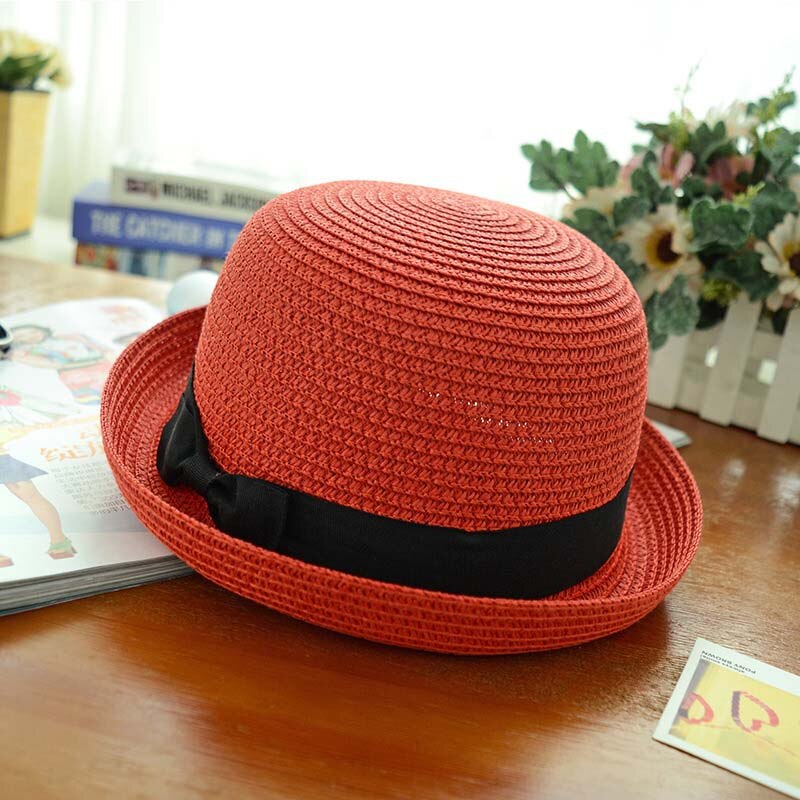 Summer Sun Hats Shopping Beach Caps Parenting UV Flat Cap Outdoor Sports Tourism Hat: Dome red