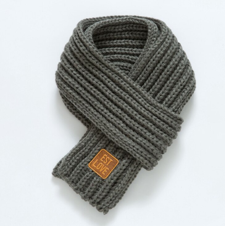 Winter warme baby gebreide sjaal kinderen jongens meisjes breien effen sjaal halskraagwarmer sjaals accessoires: Grijs
