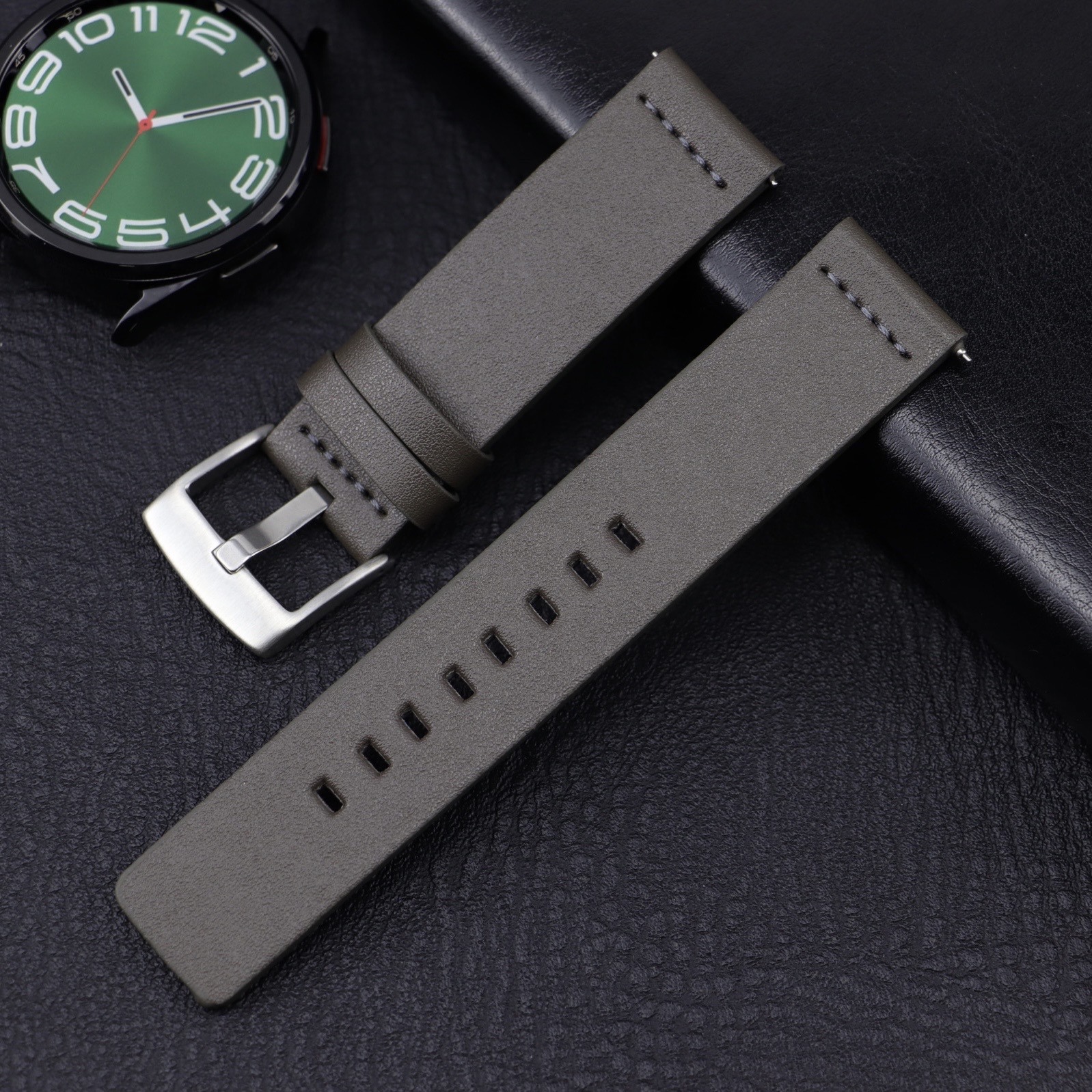 20mm 22mm Leather Band for Samsung Galaxy Watch 7 6 5 4 5Pro 6Classic 18mm 24mm Strap for Huawei Watch GT5 Pro 46mm