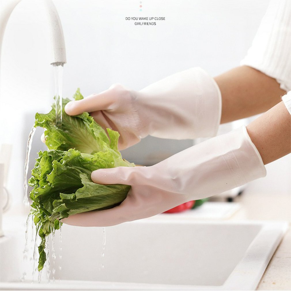 Guantes de goma para limpieza del hogar, manoplas de látex para cocina, platos de lavado con diapasón de plástico, para lavar platos de jardín, de manga larga