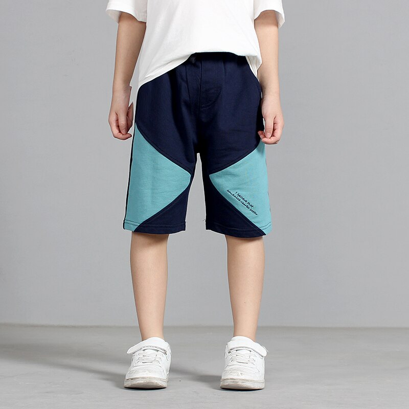 Kids Boys Summer Shorts School Children Knitted Loose Splicing Leisure Short Pants For Teen Big Boys 120-160 Dwq736