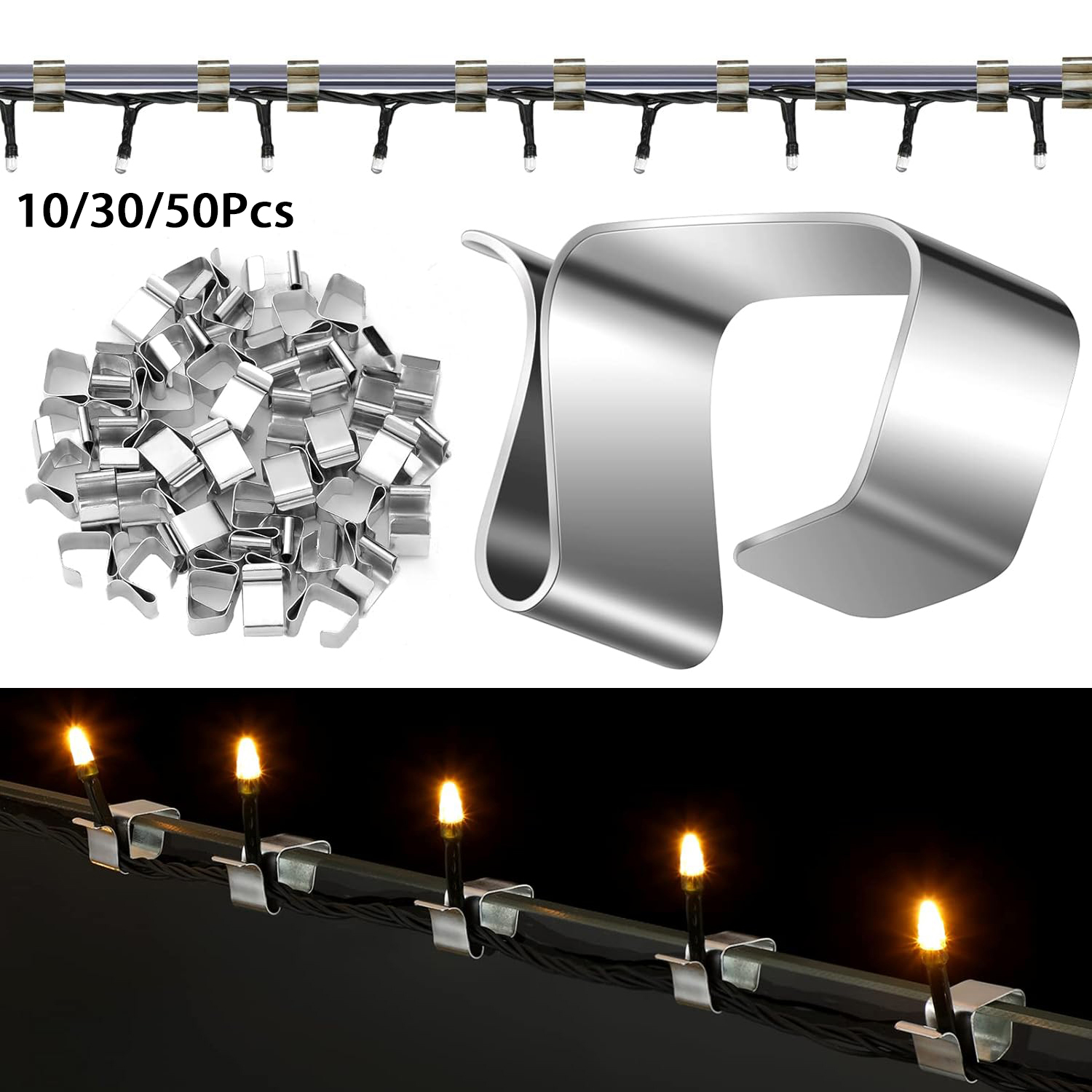 10-50 stuks kerstverlichting gegalvaniseerde dakgoothaken vakantieverlichting dakhaken dakgootclips voor het ophangen van buitenverlichting lichtsnoeren