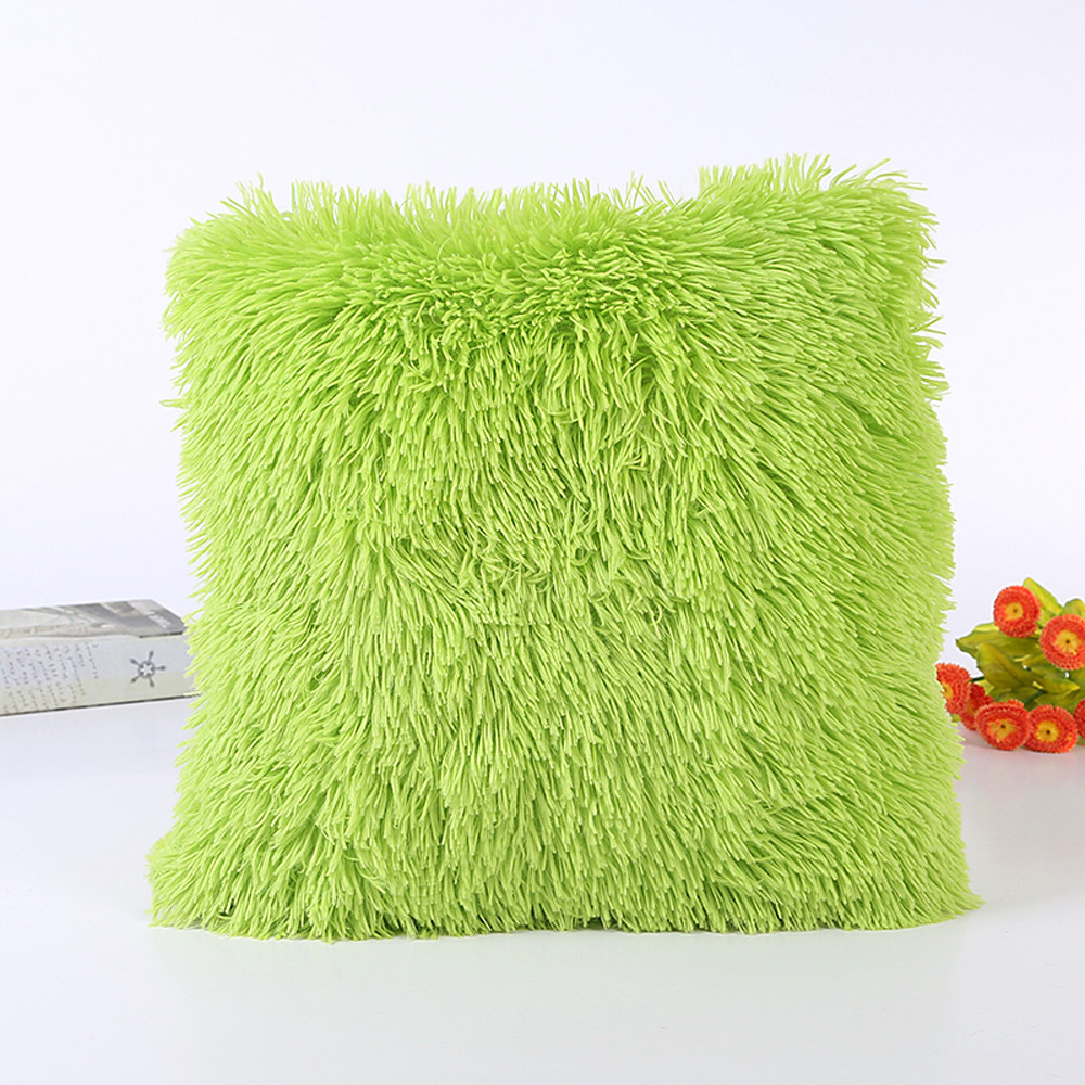 Pluizige Zachte Pluche Vierkante Kussen Huiselijke Comfortabele Kussens Geval Bank Taille Sierkussen Cover Home Decoratieve Kussensloop