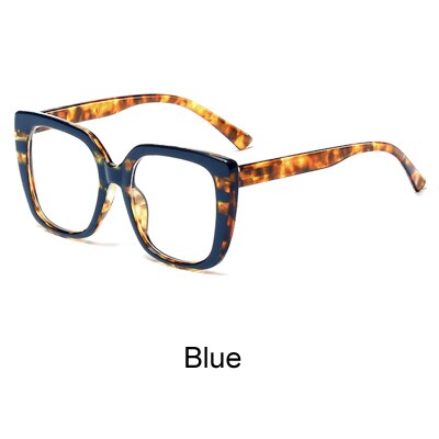 Ralferty retro leopard brillestel kvinder øjenbriller spring tempel brillestel til optisk nærsynethed briller  f95165: Blå