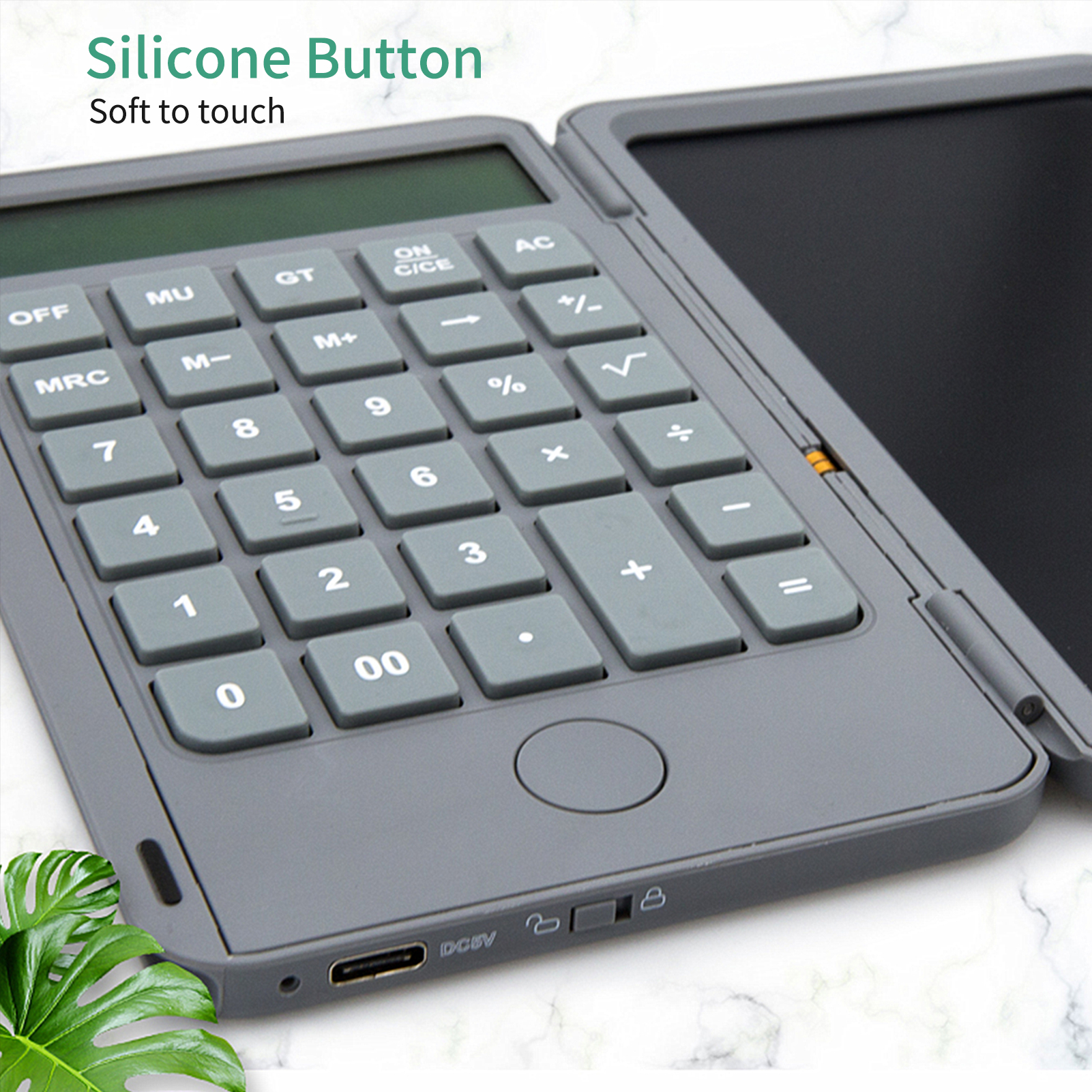 Calculator with 6inch Writing Tablet Portable Foldable Smart Erasable LCD Graphics Board Desktop Calculators 12 Digit Display