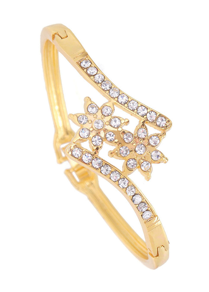 Trendy dame / pigesrose guldfarve klare østrigske krystal twist armbånd & armbånd smykker: Gp1596
