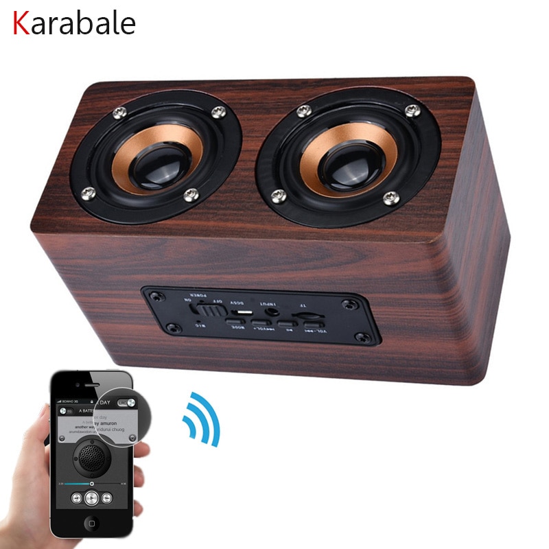 Altavoz inalámbrico de madera con Bluetooth, barra de sonido HiFi portátil con bajo de choque, Altavoz TF, caixa de som para iPhone Sumsung Xiaomi