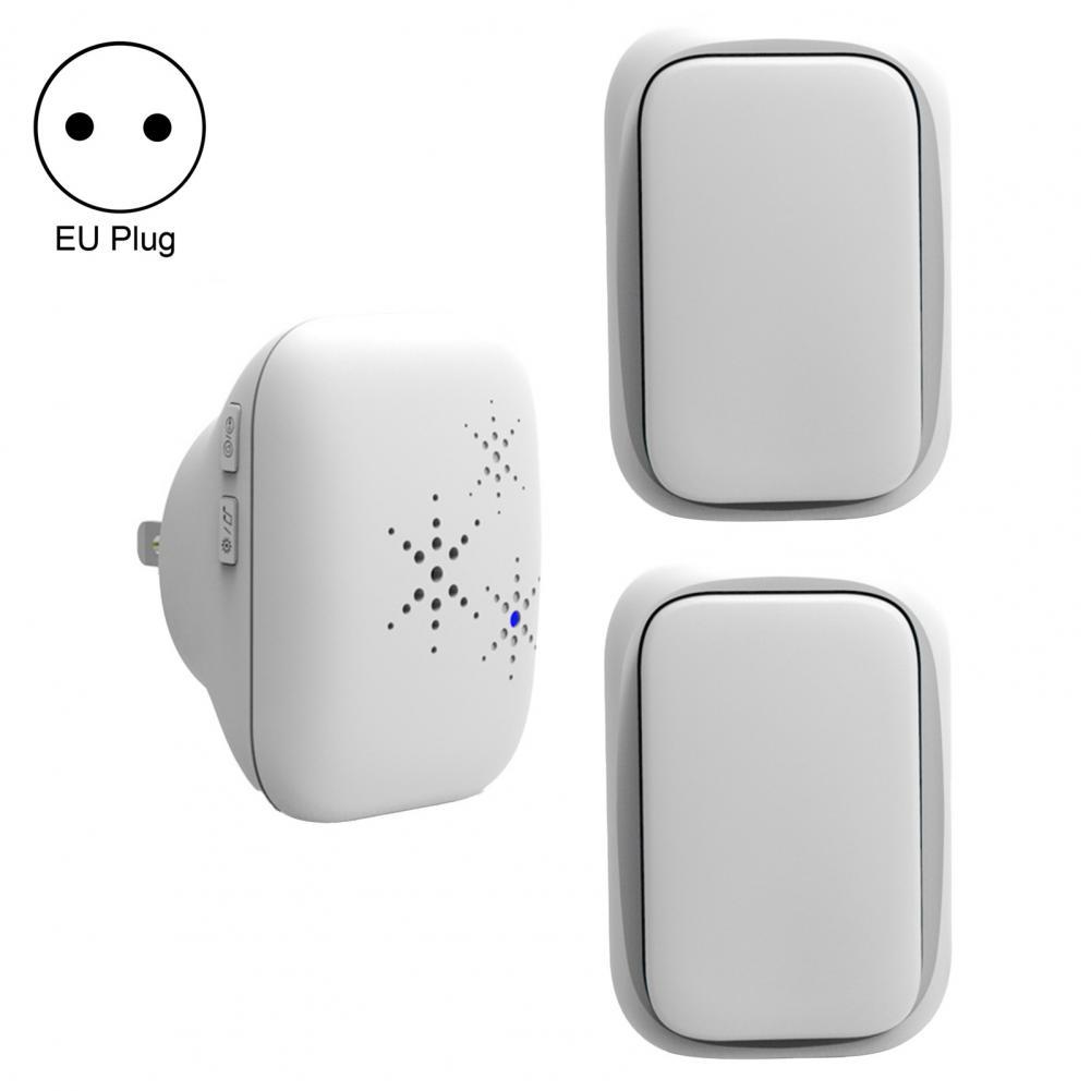 1 Set Wireless Door Bell Volume Adjustable Self-powered Waterproof Long Distance Remote Control Smart Doorbell Kit 초인종: White EU Plug