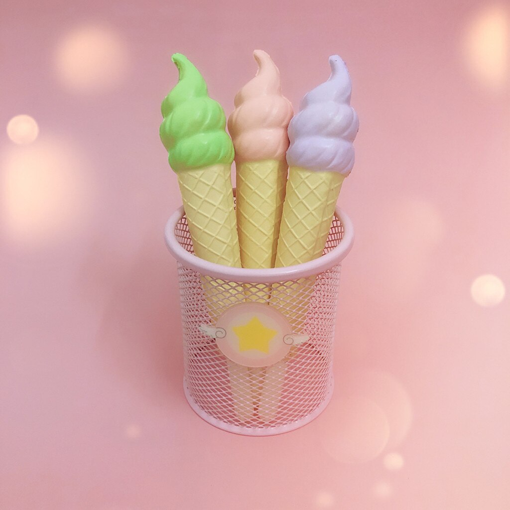 Decompression Kawaii Ice Cream Pen Cap Sticky Slow Rising Pencil Holder Soft Toy Stress Relief Toy for Children Squishy Toy