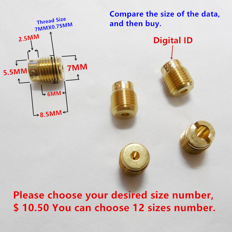 (12pcs main jet / pack) Carbureto 99101-124(ZF5)FCR Slow Air Jet KPS OEM CVK Primary Main Jet KZ750N KZ440A/B/D/G
